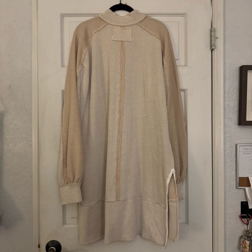 Free People Beige and Cream Long Sweater Dress
